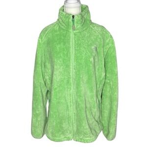 The North Face Women's Lime Green Osito Teddy Full Zip Jacket XXL/C48